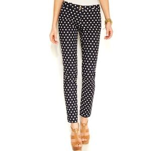 Michael Kors Women's Navy Blue/White Polka Dot Stretch Casual Pants, size Medium